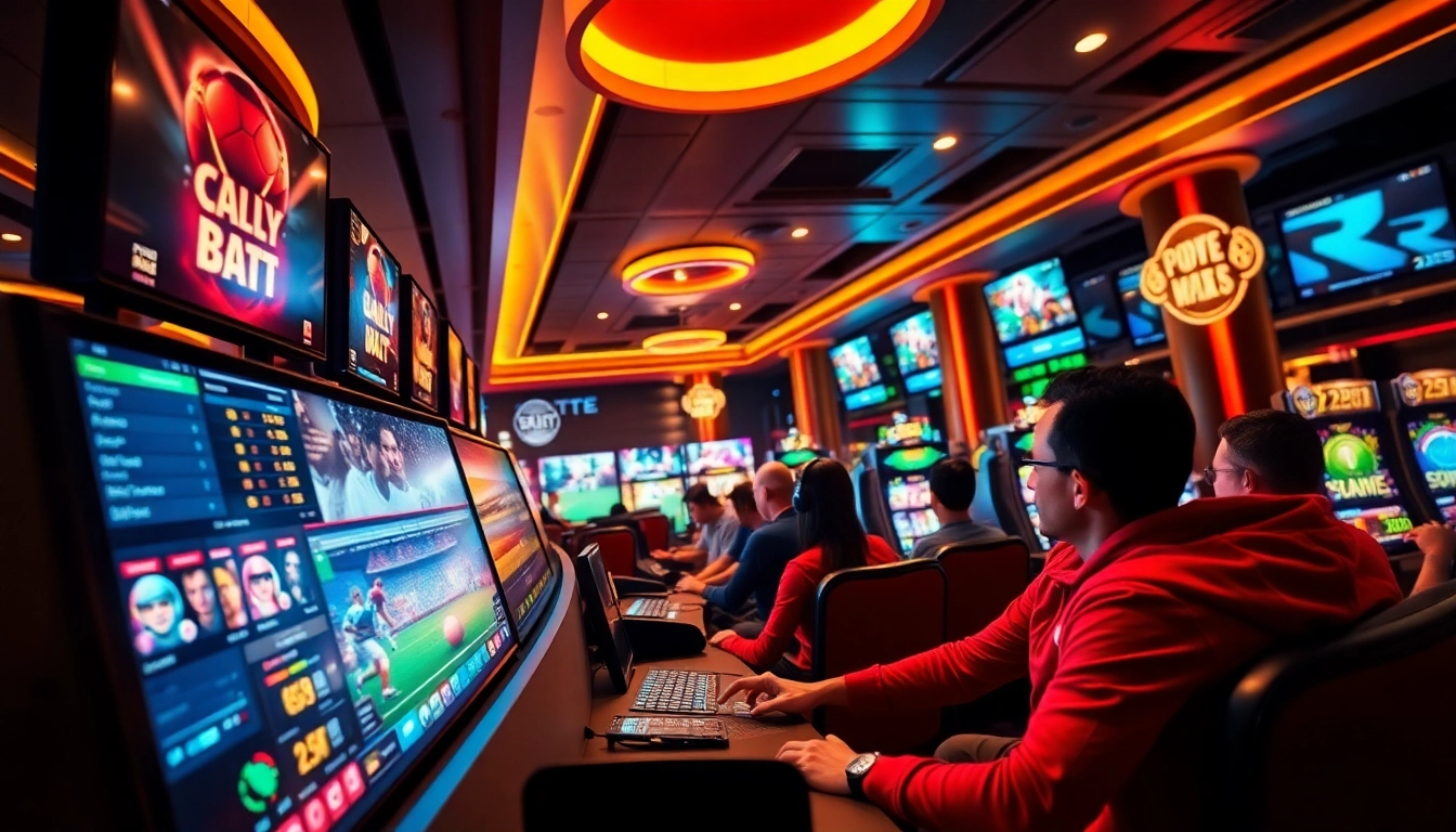 Thrilling online betting experience at stimmgewitter.org, showcasing players and vibrant gaming screens.