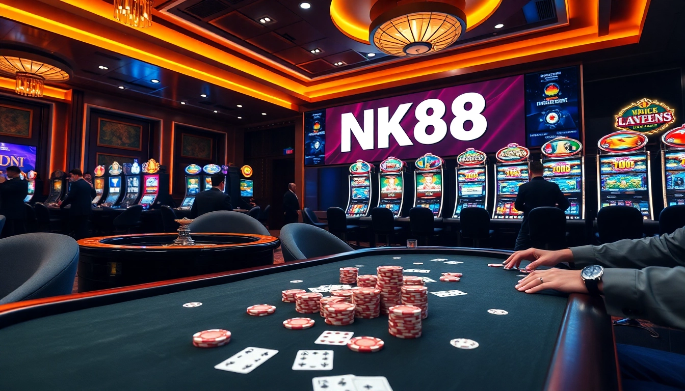 Engaged players enjoying high-stakes poker at NK88 casino.