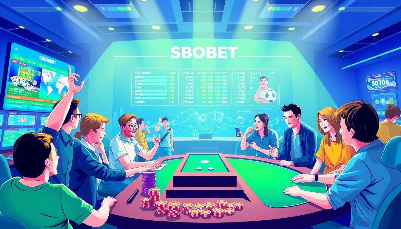 SBOBET.dance vibrant online betting environment showcasing gamers engaged in various activities.