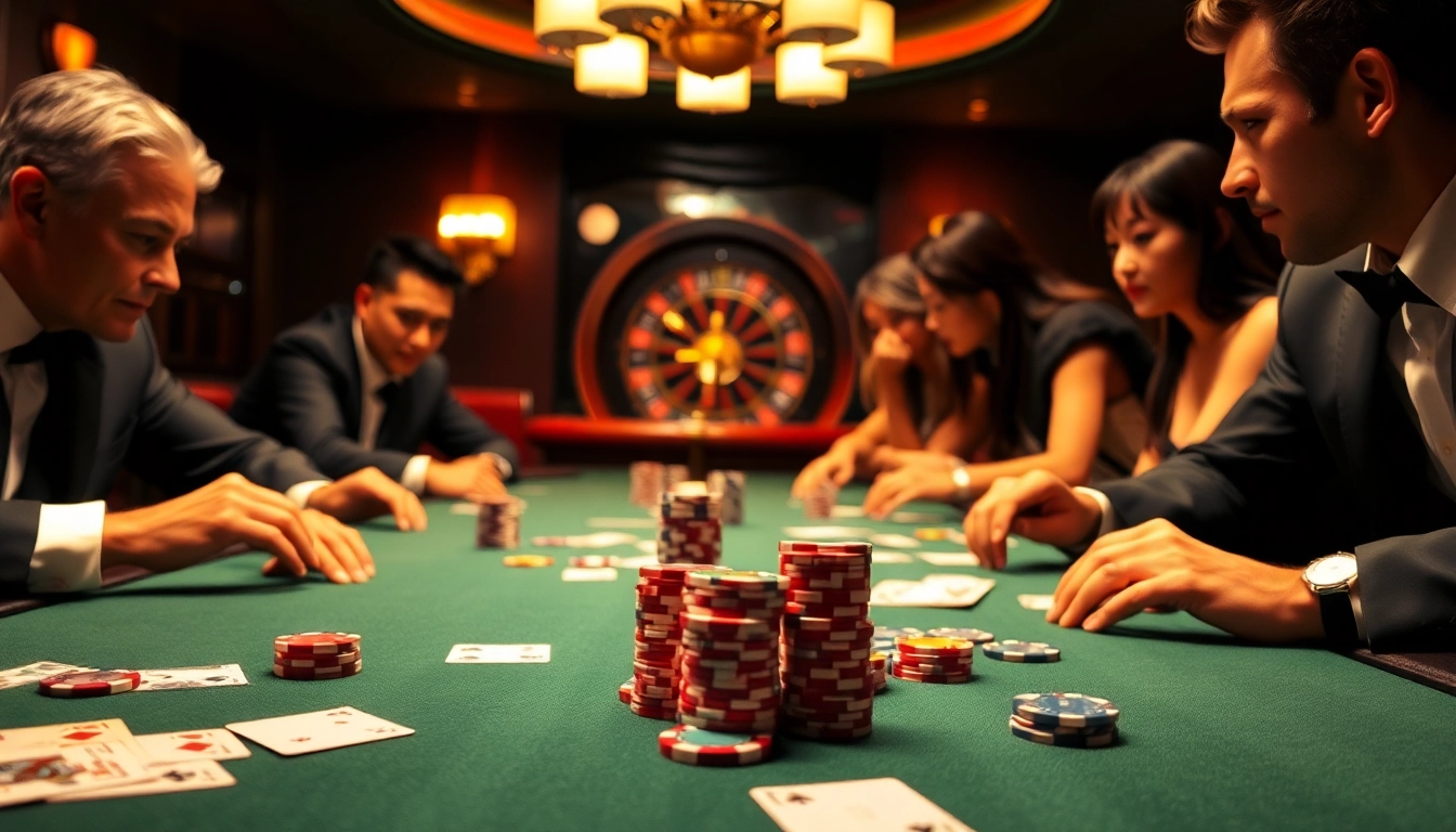 Experience high-stakes excitement at GO88 with poker chips and cards in action.