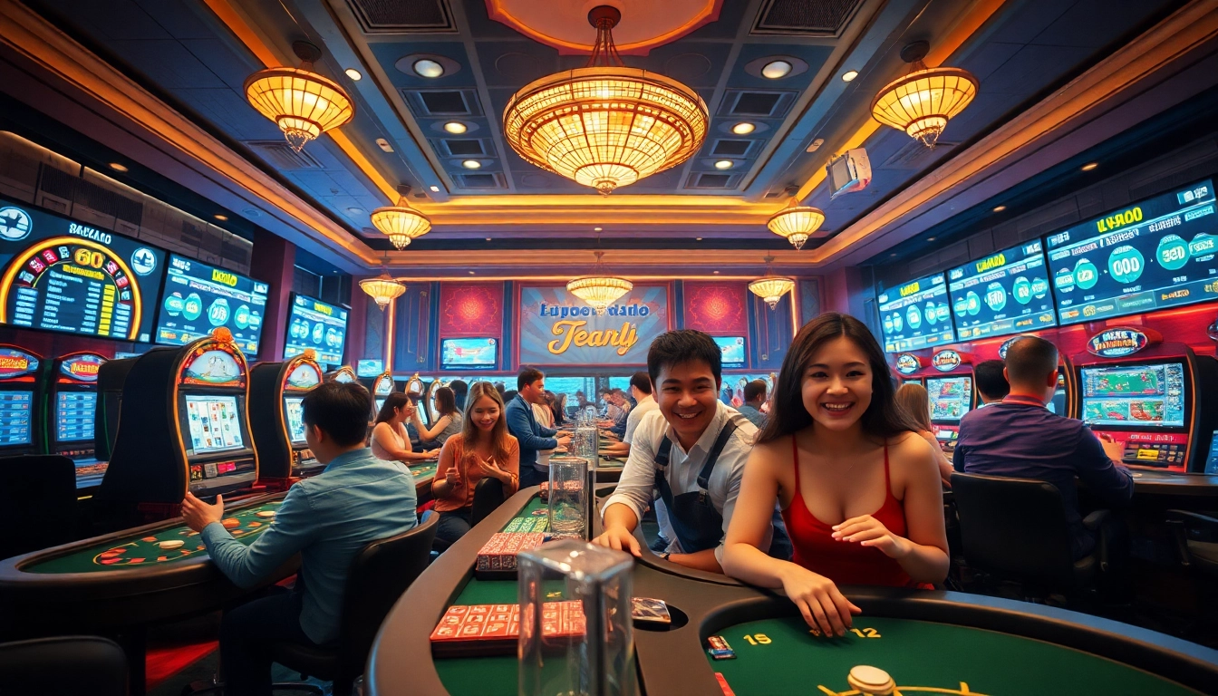 Experience the lively atmosphere of online betting at new88go.com, featuring diverse players enjoying various casino games.